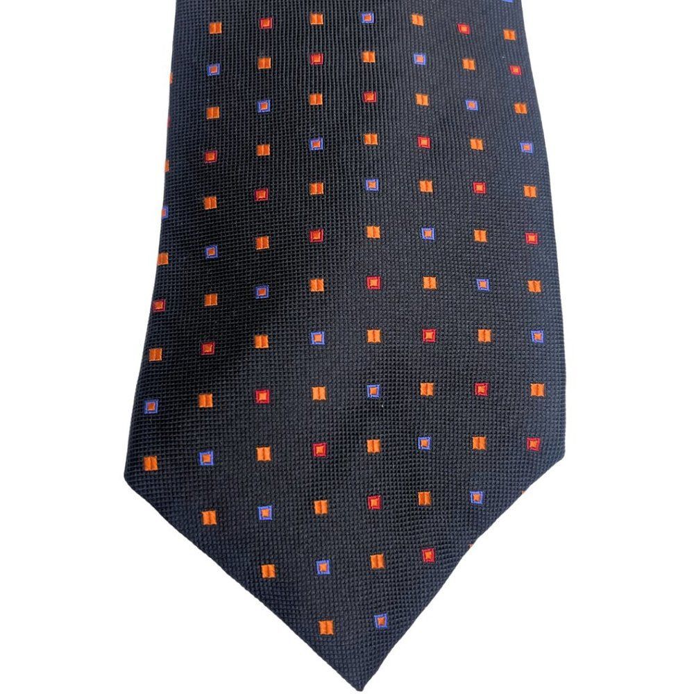 Van Heusen| Men's Dress Tie Black with Multi-Color 100% Silk